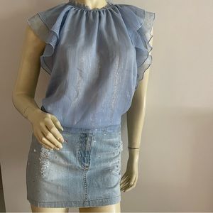 Loft shimmery butterfly cap sleeve blouse